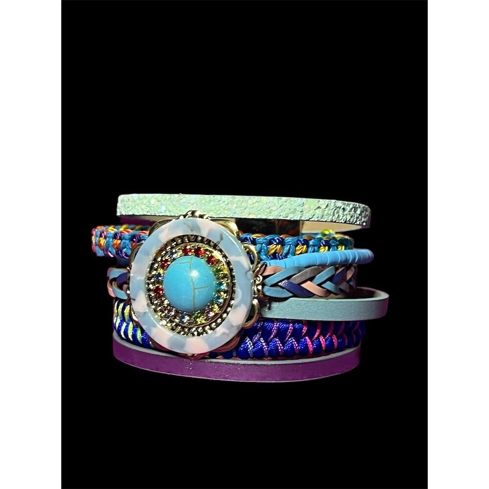 Handmade Boho Multi-Strand Leather Wrap Bracelet for Women with Turquois… - Picture 8 of 15